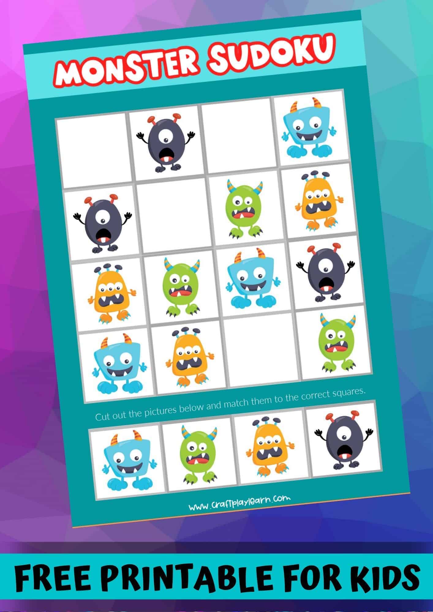 Printable sudoku puzzles monsters