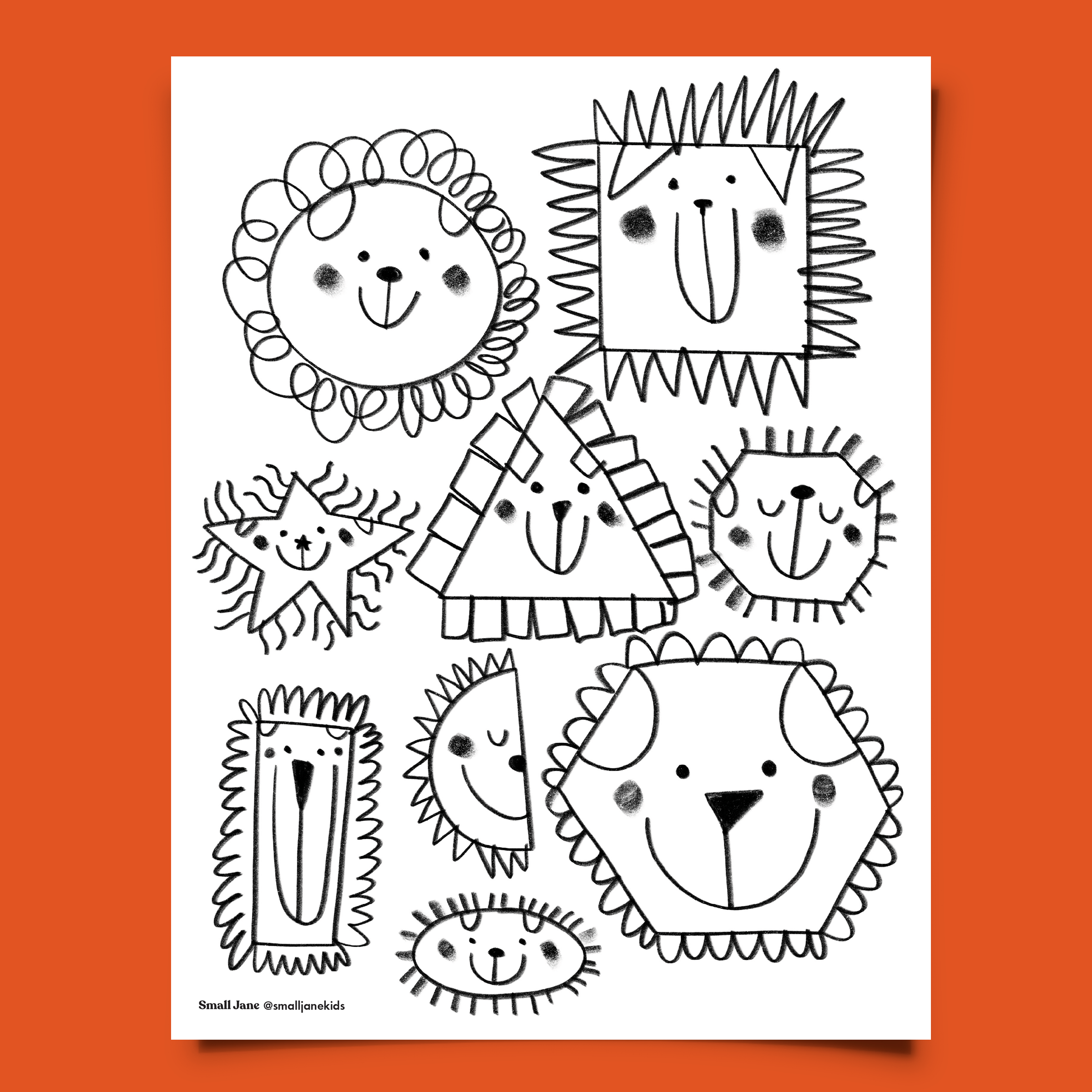 Animal shapes colouring sheet â small jane