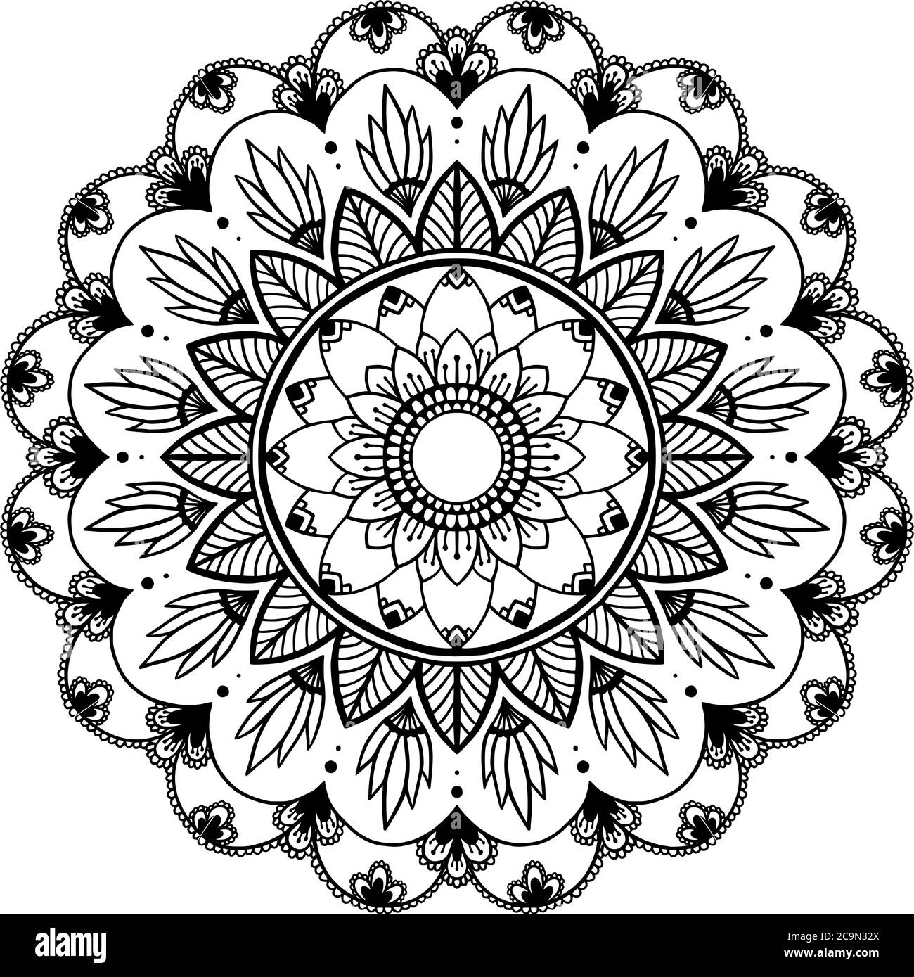 Circular pattern in form of mandala for coloring book henna mehndi tattoo yoga logo background for meditation poster unusual flower shape orient stock vector image art