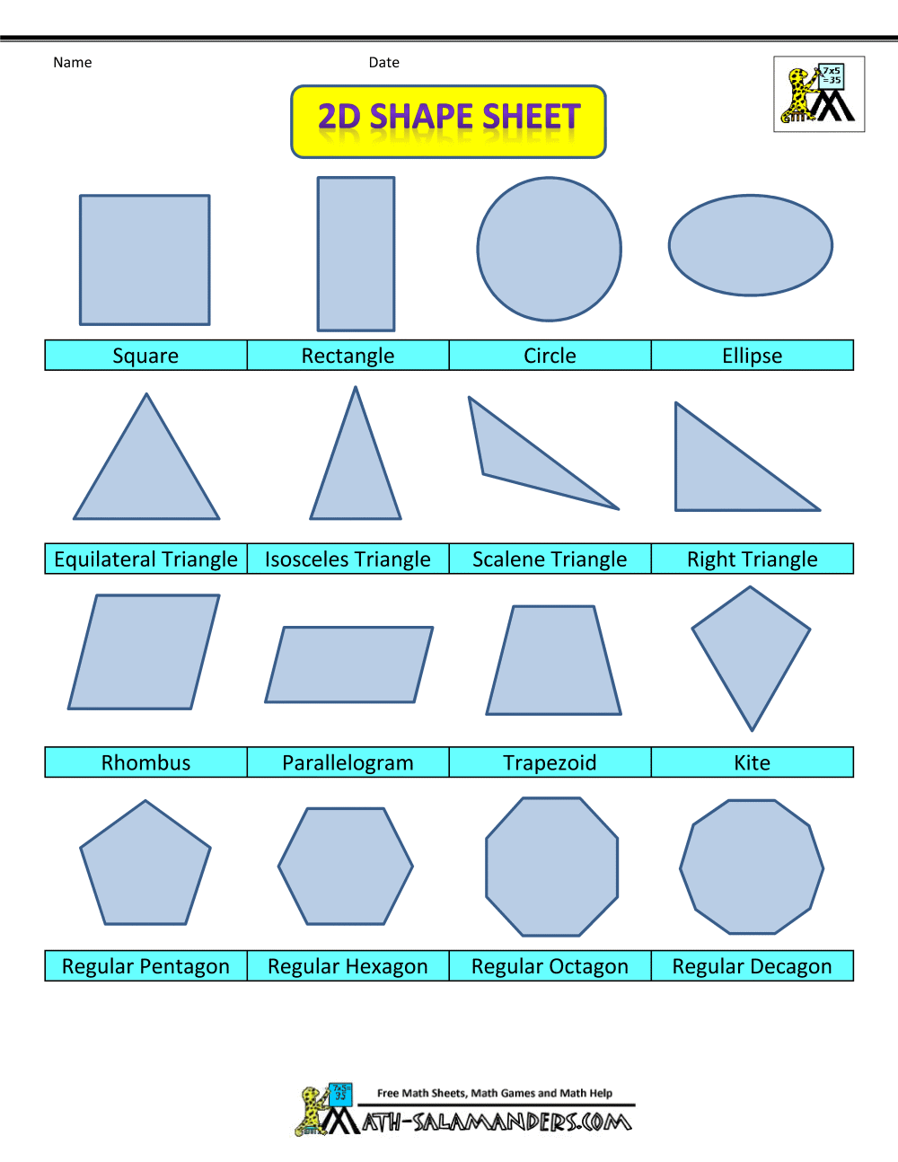 Printable shapes d and d
