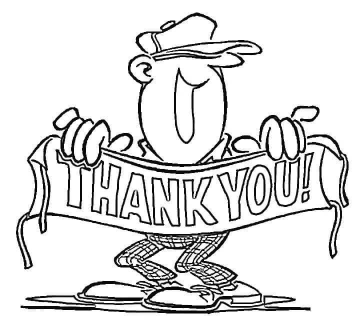 Thank you in the shape of a heart coloring page
