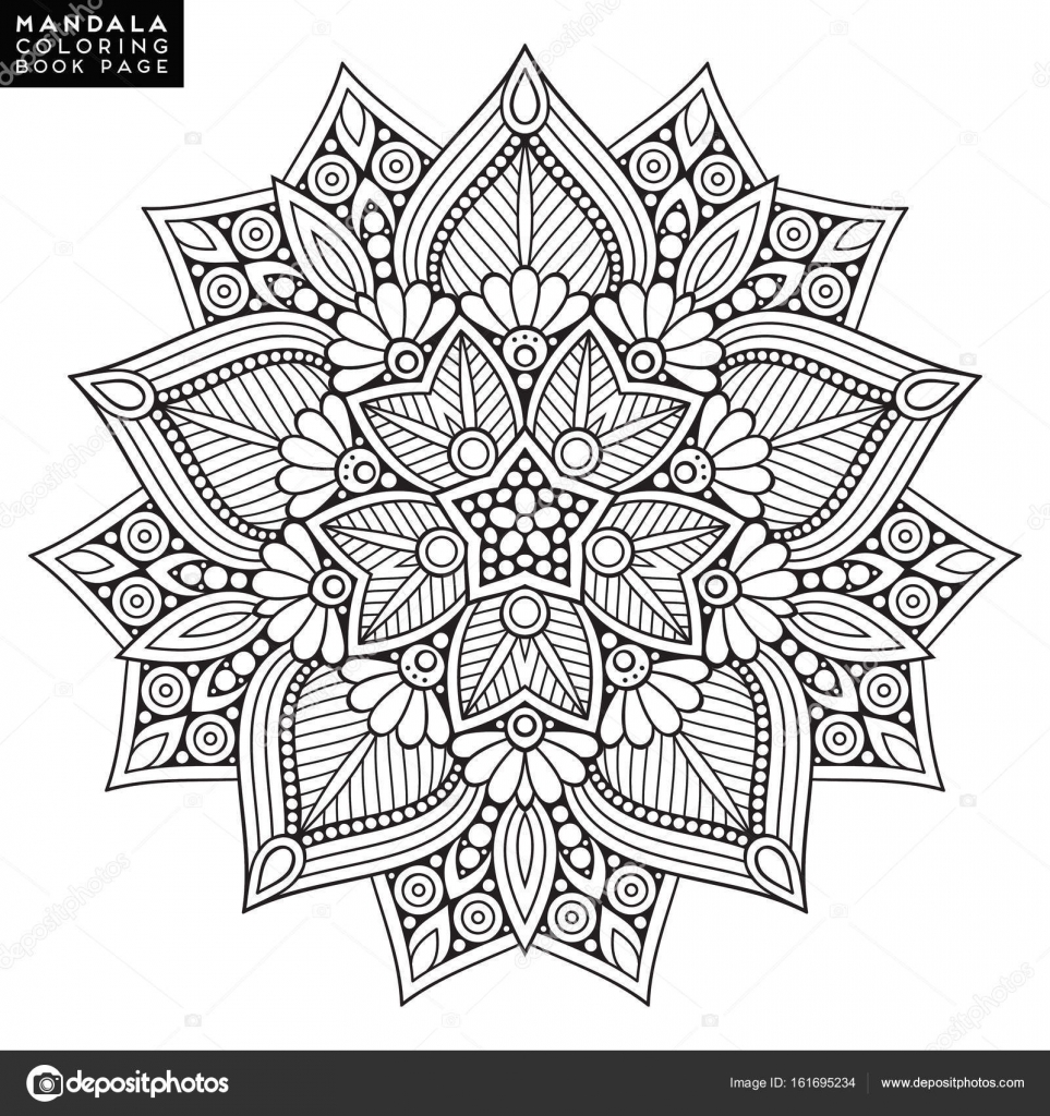 Outline mandala for coloring book decorative round ornament anti