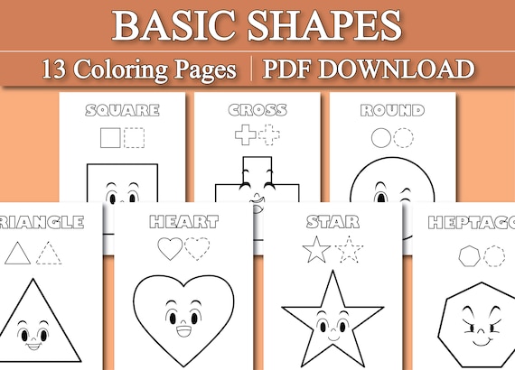 Basic shapes coloring pages shapes printable worksheet for kids printable pdf download instant download