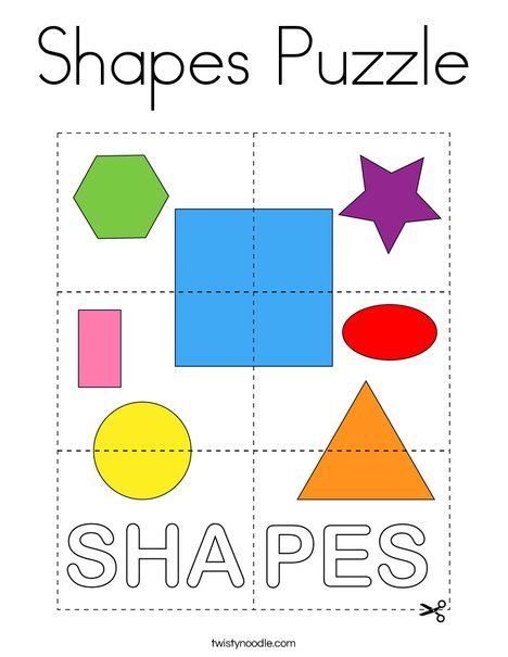 Shapes puzzle coloring page shape puzzles shapes preschool coloring pages
