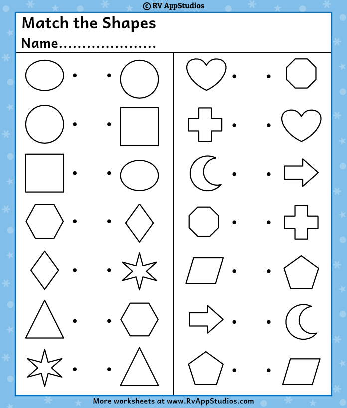Shapes matching worksheets preschool shapes worksheets