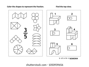 Two visual math puzzles coloring pages stock vector royalty free