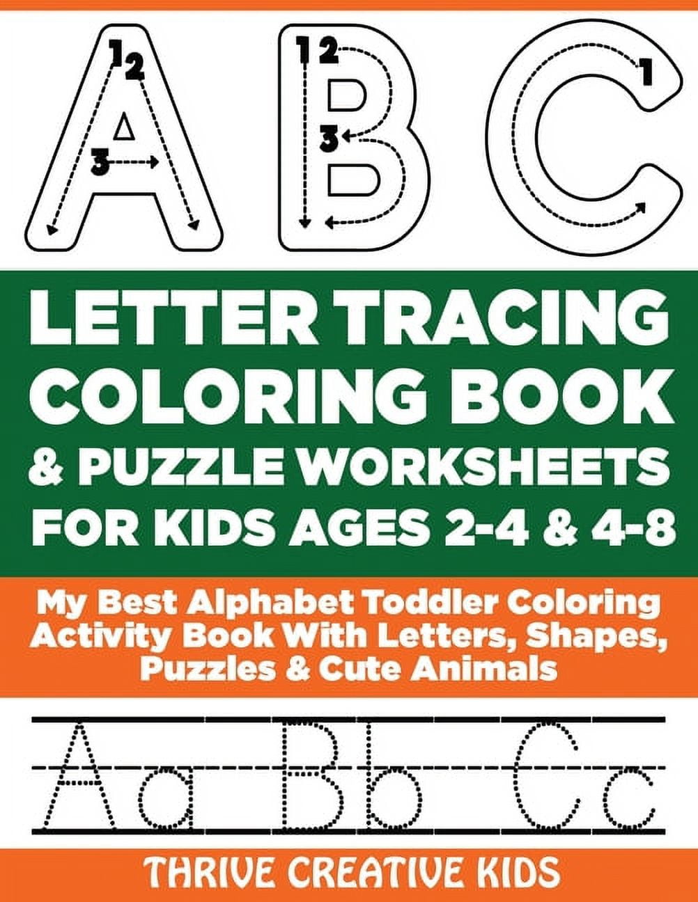 Abc letter tracing coloring book puzzle worksheets for kids ages