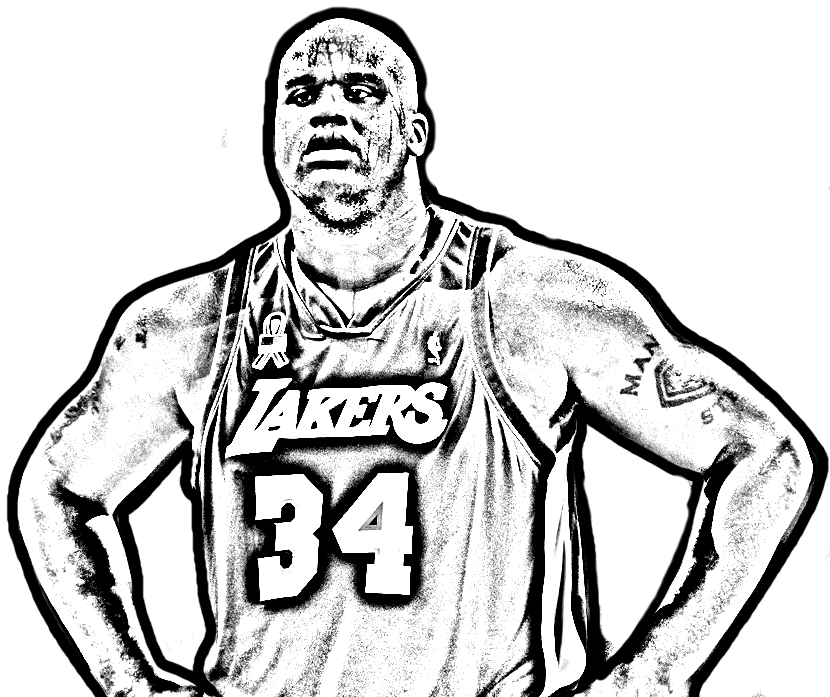 Shaquille oneal from basket nba coloring page