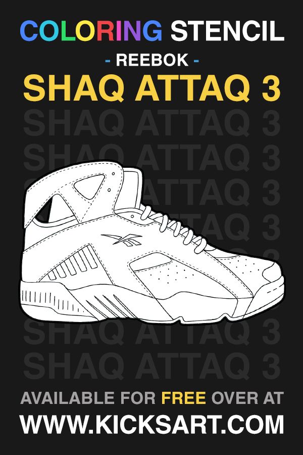 Reebok shaq attaq sneaker coloring page reebok shaq color