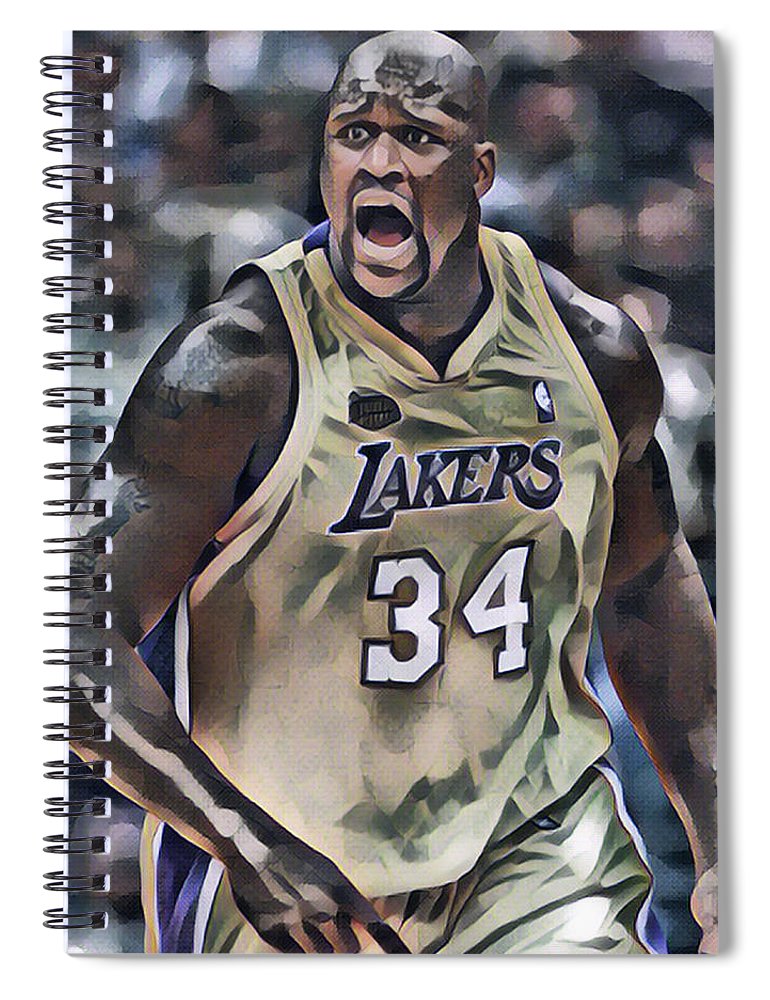 Shaquille o neal los angeles lakers abstract art spiral notebook by joe hamilton