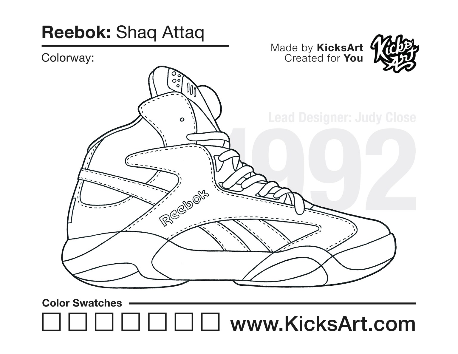 Reebok shaq attaq sneaker coloring pages