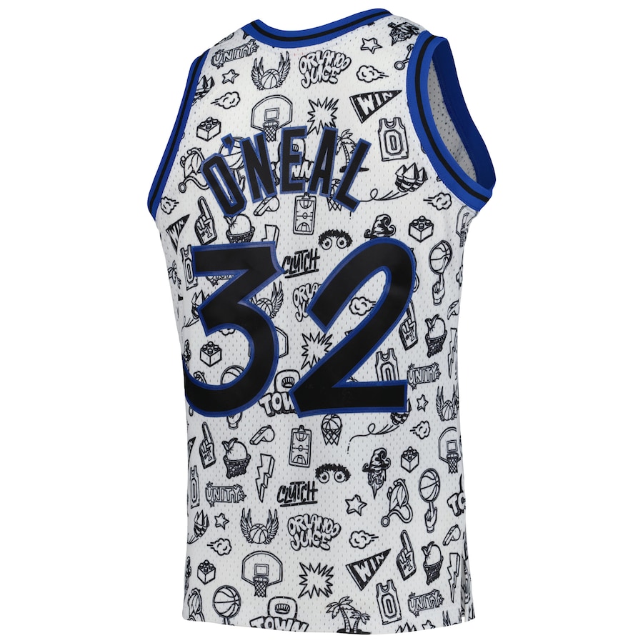 Shaquille oneal orlando magic mitchell ness hardwood classics doodle swingman player jersey