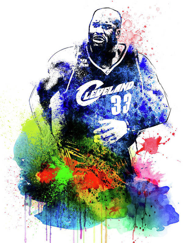 Shaquille oneal watercolor poster by naxart studio