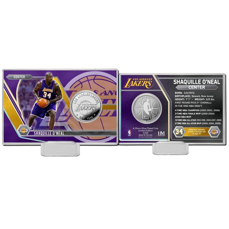 Highland mint nba los angeles lakers shaquille oneal silver coin card exclusive