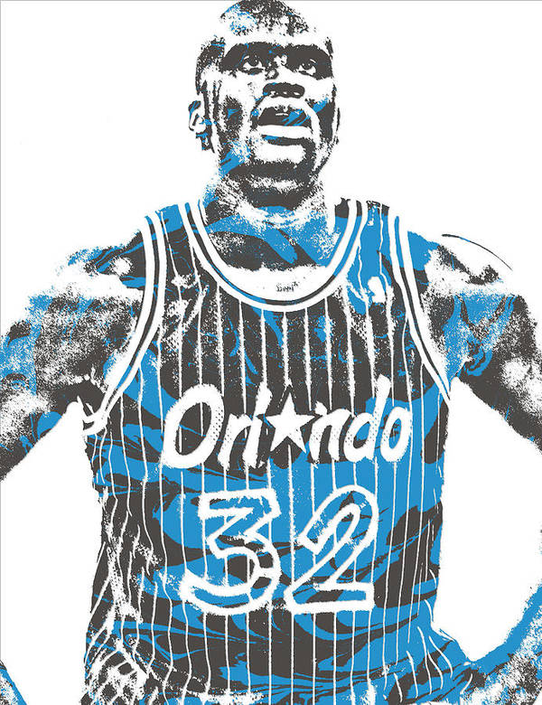 Shaquille oneal orlando magic pixel art poster by joe hamilton