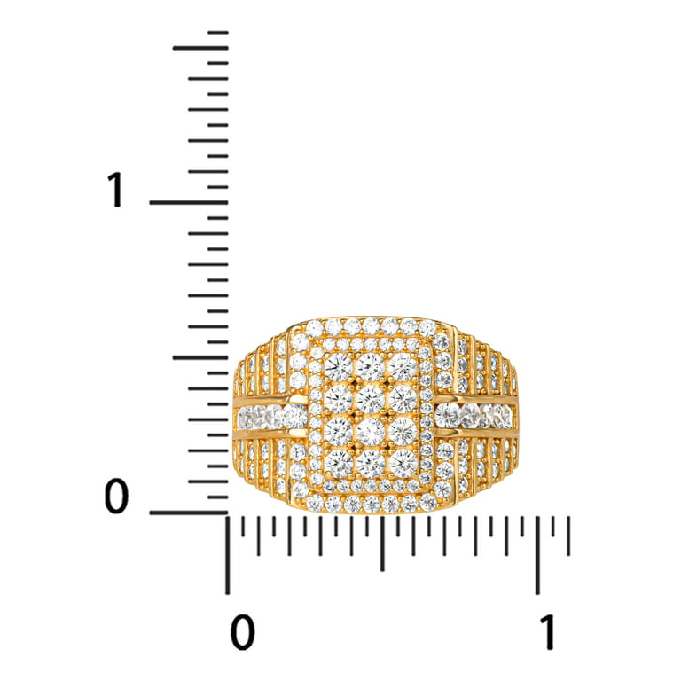 Shaquille oneal mens simulated diamond yellow gold plated sterling silver ring size