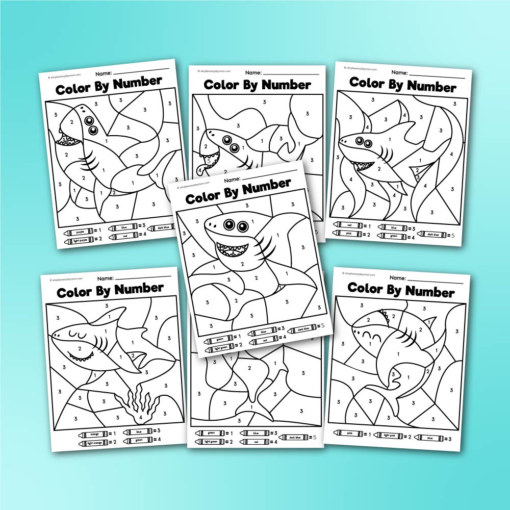 Shark color by number printables â simple everyday mom