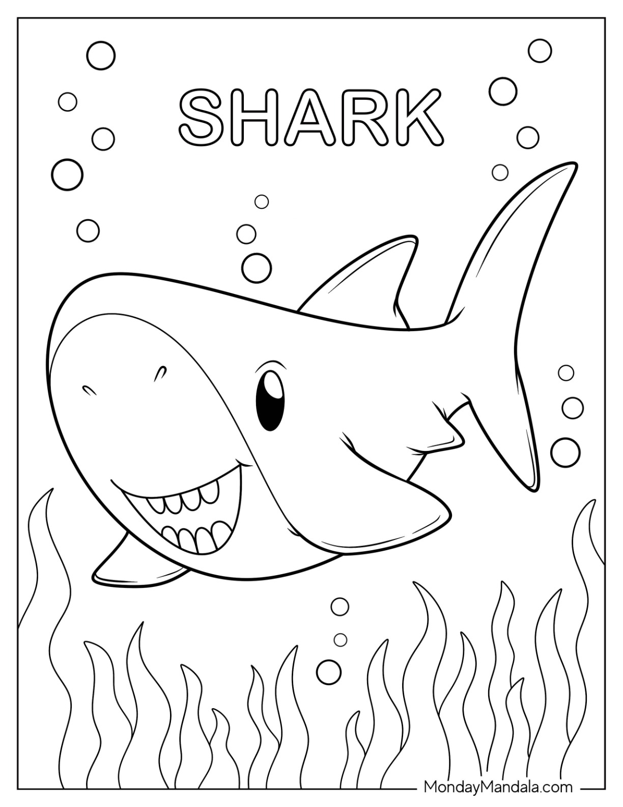 Shark coloring pages free pdf printables