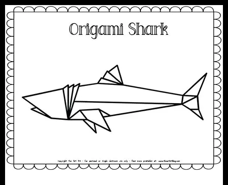 Origami shark coloring page free printable â the art kit