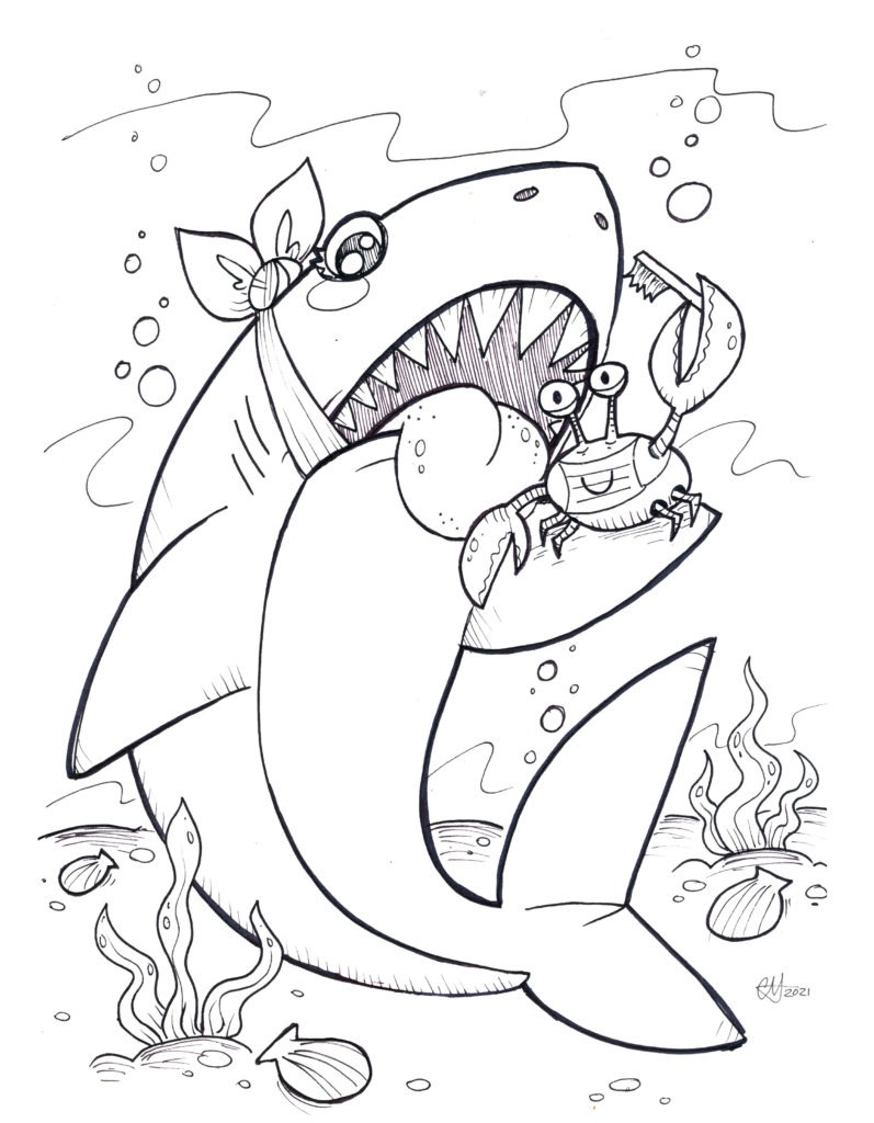 Shark colouring sheet scyap
