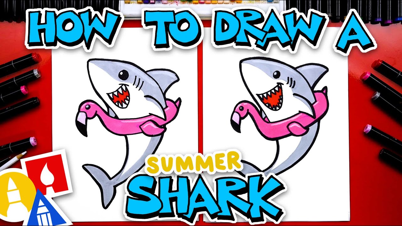 How to draw funny suer shark