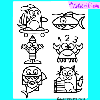 Back to school directed drawing st day shark summer august how to draw step by