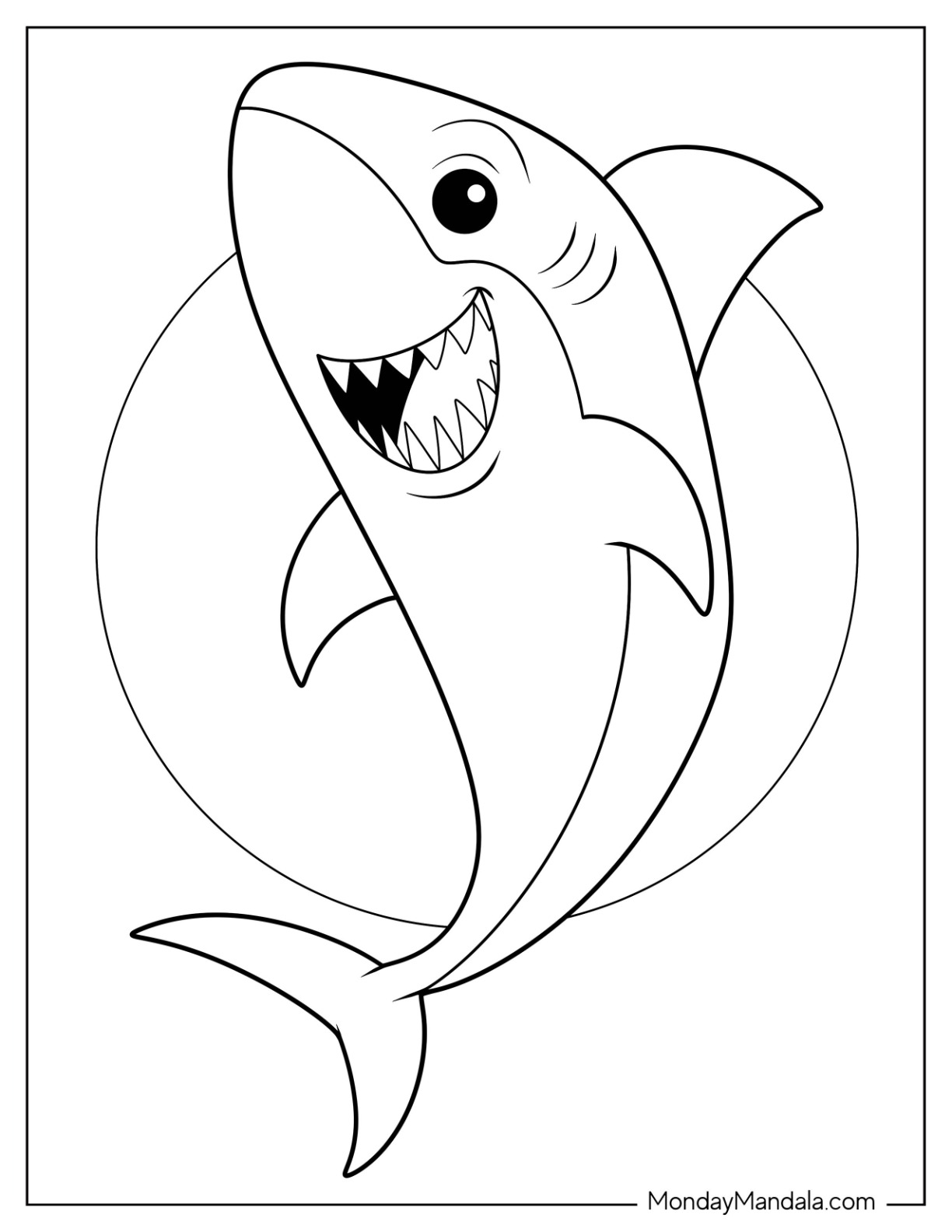 Shark coloring pages free pdf printables