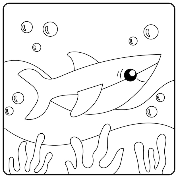 Premium vector shark coloring pages for kids premium vector