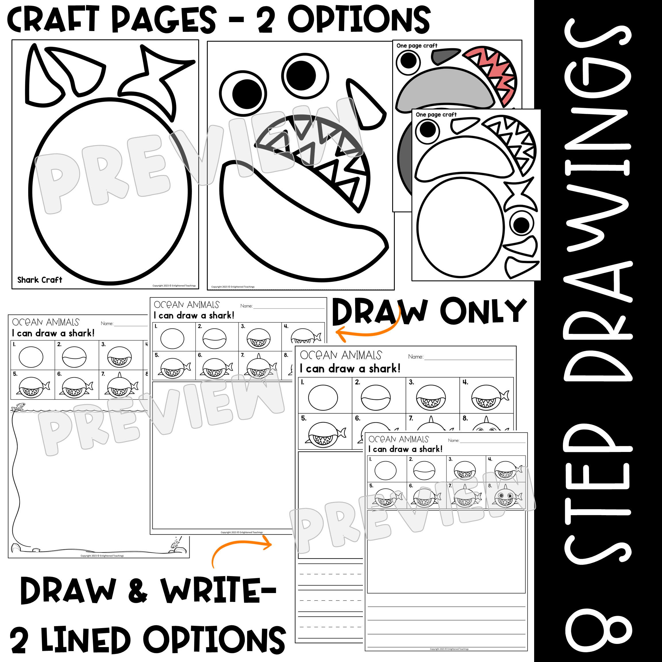 Shark craft ocean crafts ocean directed drawing ocean animal activities