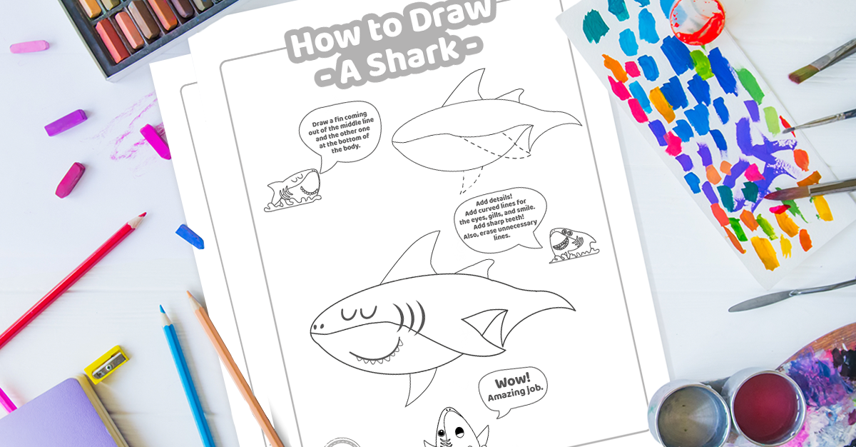 How to draw a shark easy printable lesson for kids kids activities blog