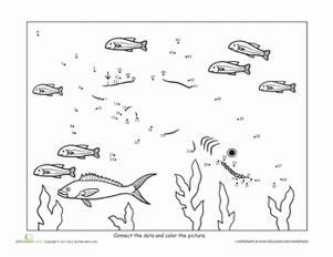 Shark dot to dot worksheet education dot worksheets education first grade math worksheets