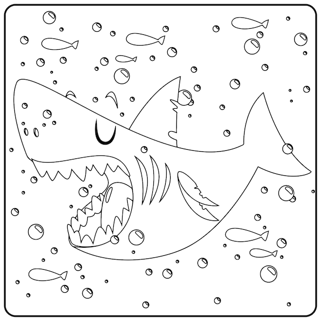 Premium vector shark coloring pages for kids premium vector
