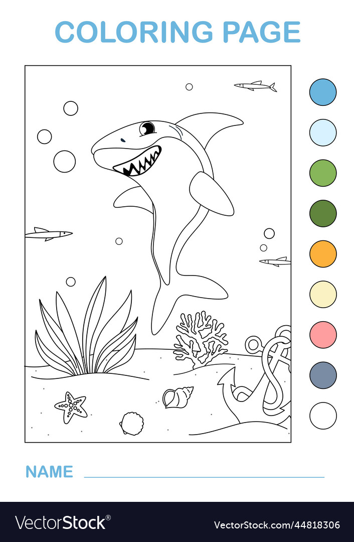 Shark coloring page royalty free vector image