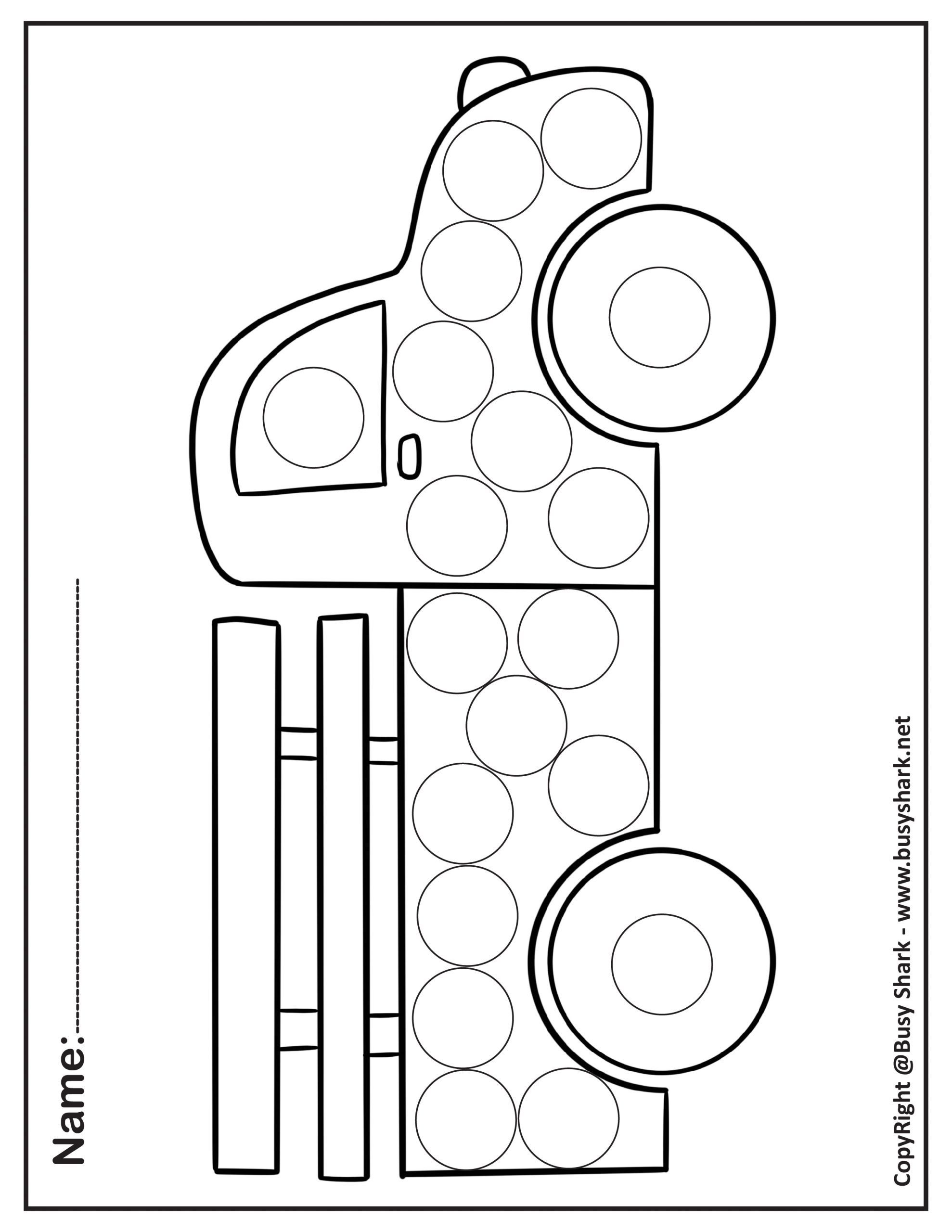 Trucks dot markers coloring book