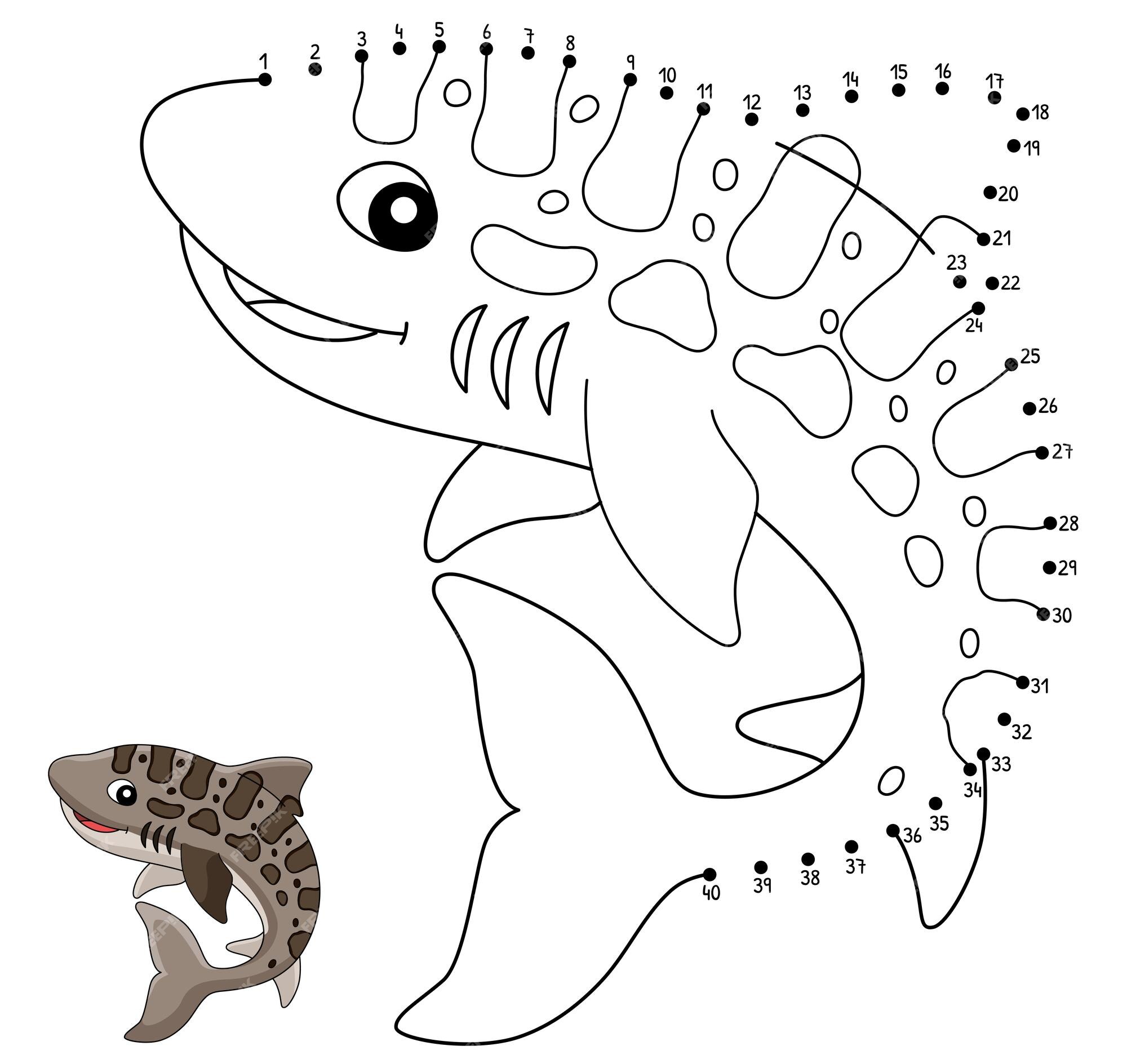 Premium vector dot to dot leopard shark animal coloring page