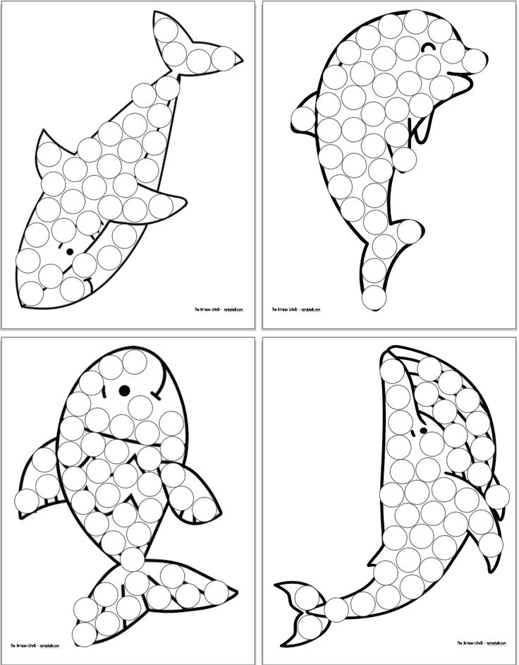 Free printable ocean animals dot it marker pages ocean animal crafts dot marker activities shark coloring pages