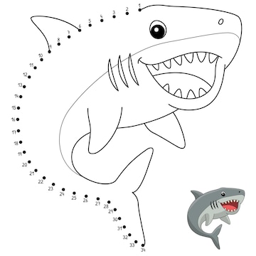 Premium vector dot to dot megalodon animal isolated coloring page