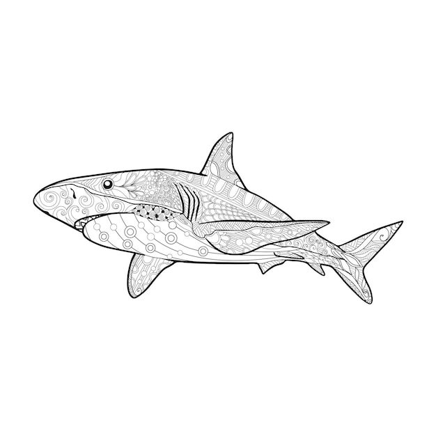 Premium vector shark mandala adult coloring page coloring books mandala