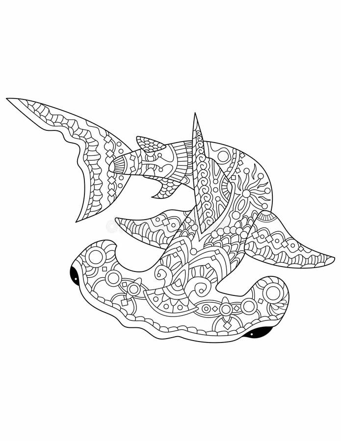 Adult coloring shark stock illustrations â adult coloring shark stock illustrations vectors clipart