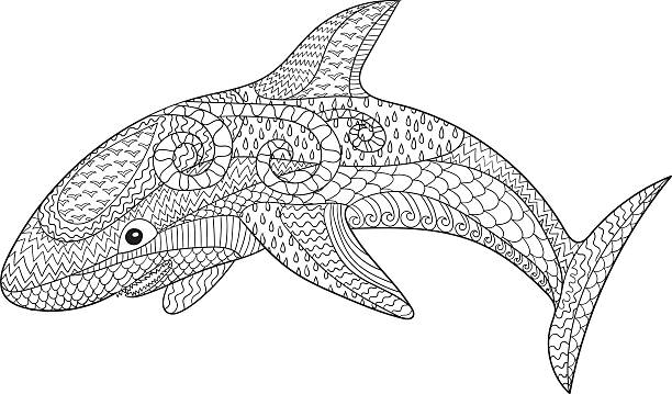 Happy shark with high details stock illustration