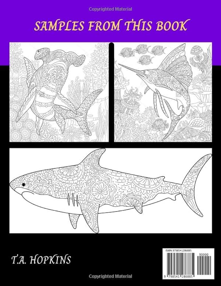 Shark coloring book for adults relaxation stress
