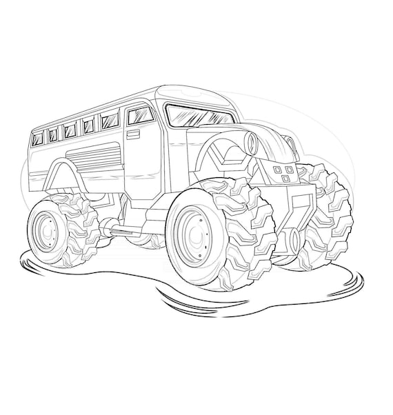 Monster truck coloring pages monster truck printable book digital download not a physical product download now