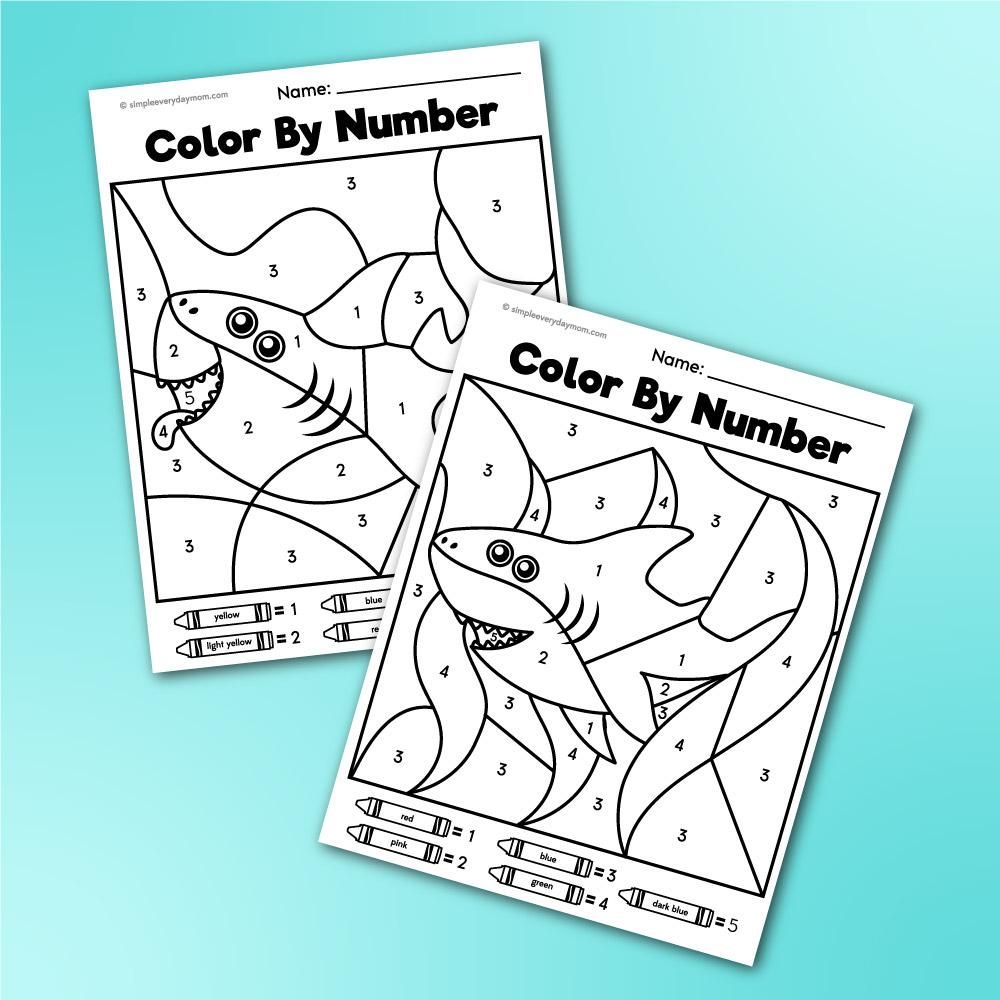 Shark color by number printables shark coloring pages printable numbers coloring pages