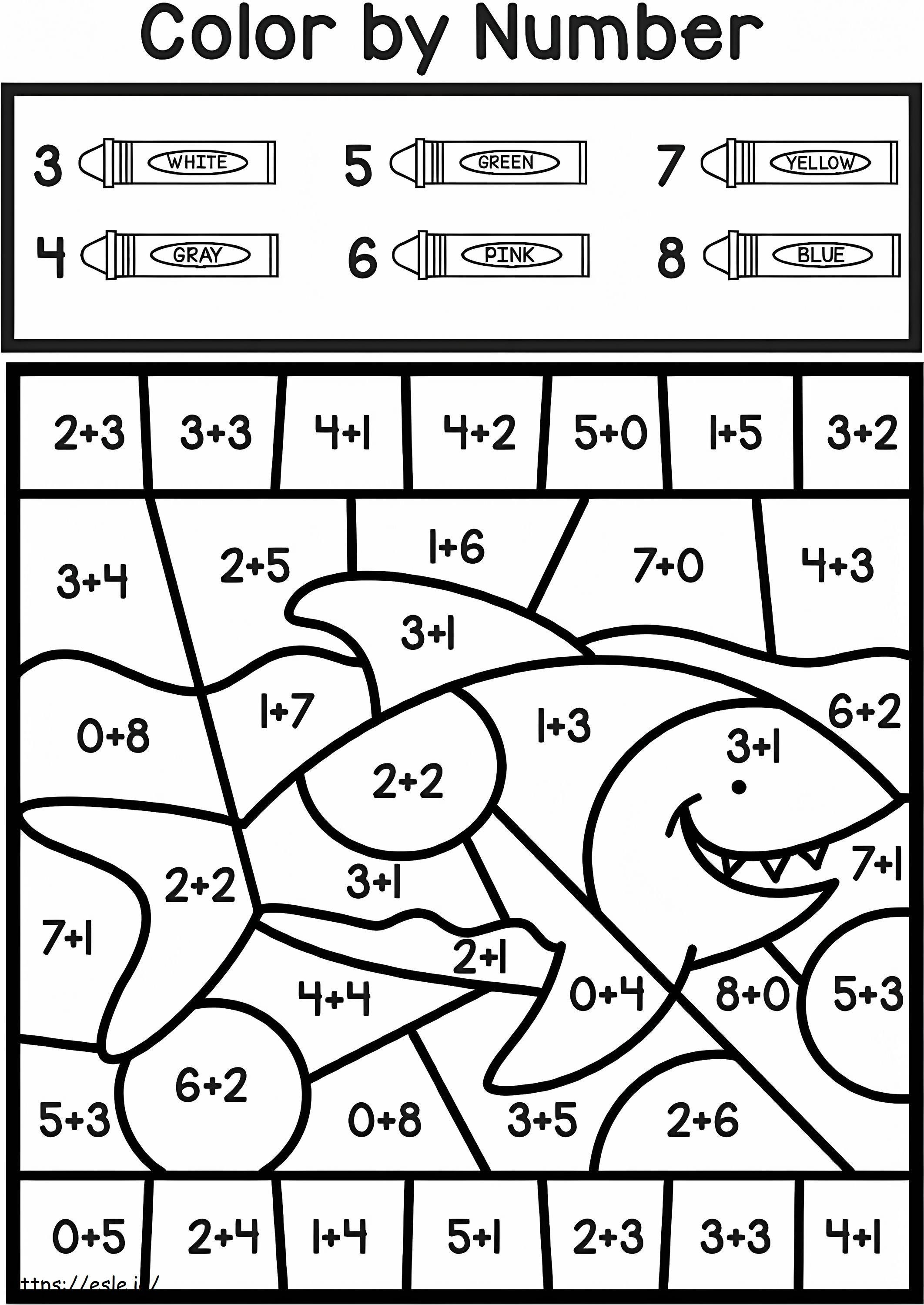 Shark color by number additn coloring page