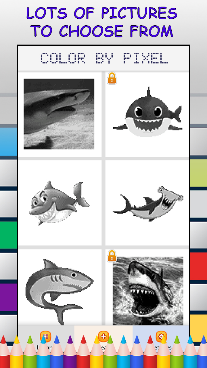 Sharks color by number