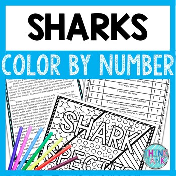 Shark color by number tpt