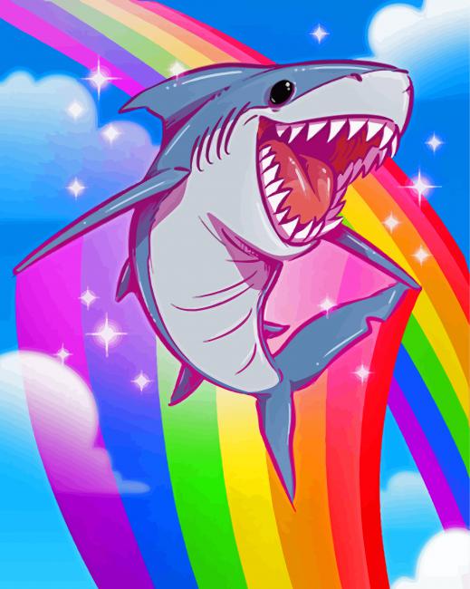 Flying rainbow shark paint by numbers