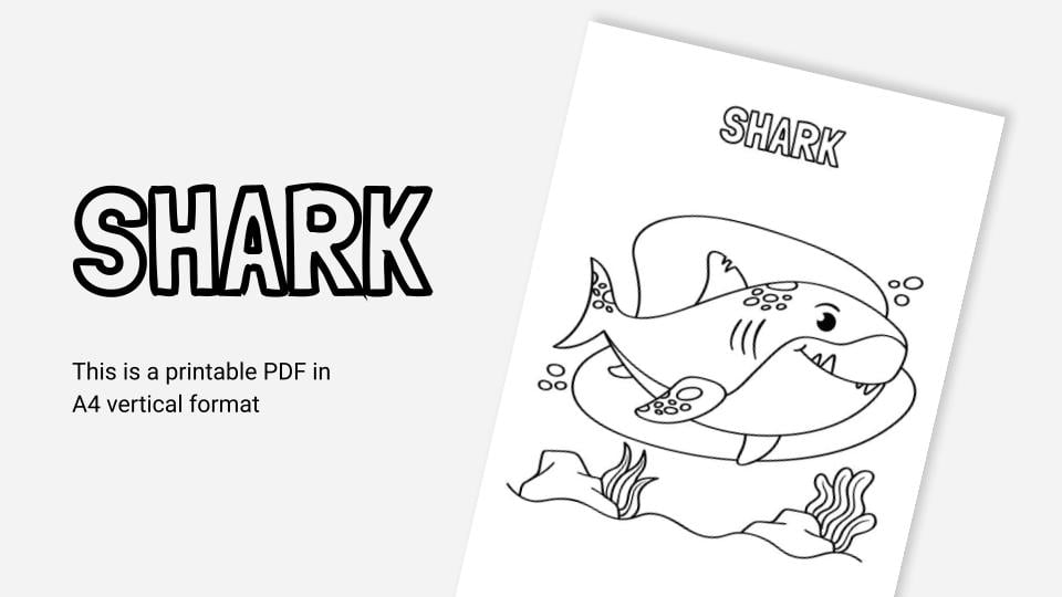 Shark printable coloring worksheet