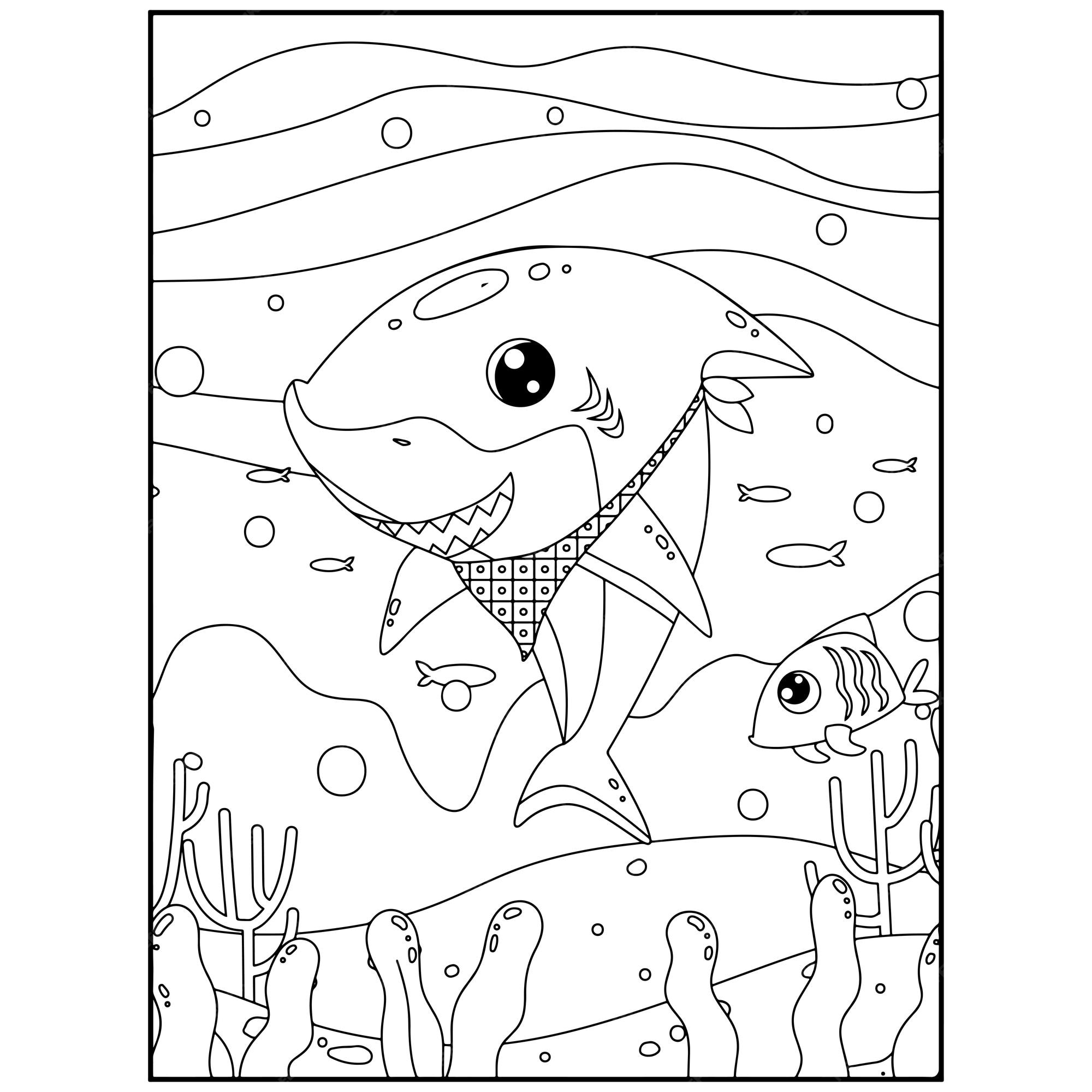 Premium vector printable shark coloring pages for kids premium vector