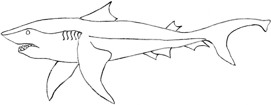Killer shark printable coloring page for kids